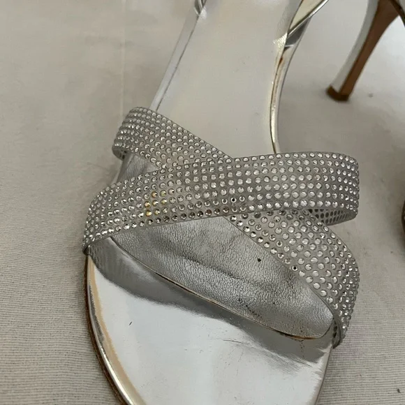 Silver Rhinestone Strappy Heels - Picture 6 of 9